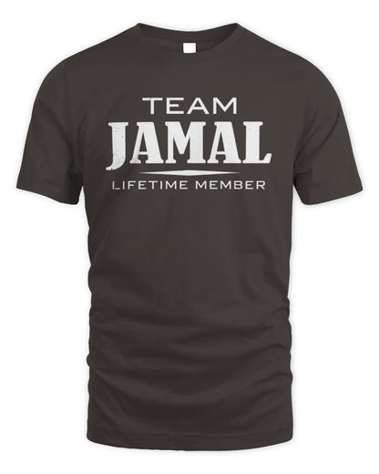 JAMAL BL62-K4-128 - Personalized “Team NAME Lifetime Member” - Unisex Standard T-Shirt - Dark Chocolate