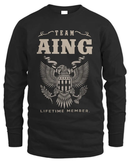 AING TP06-K82 – Personalized Classic Style Apparel “Team NAME Lifetime Member” - Men's Long Sleeved T-Shirt - Black
