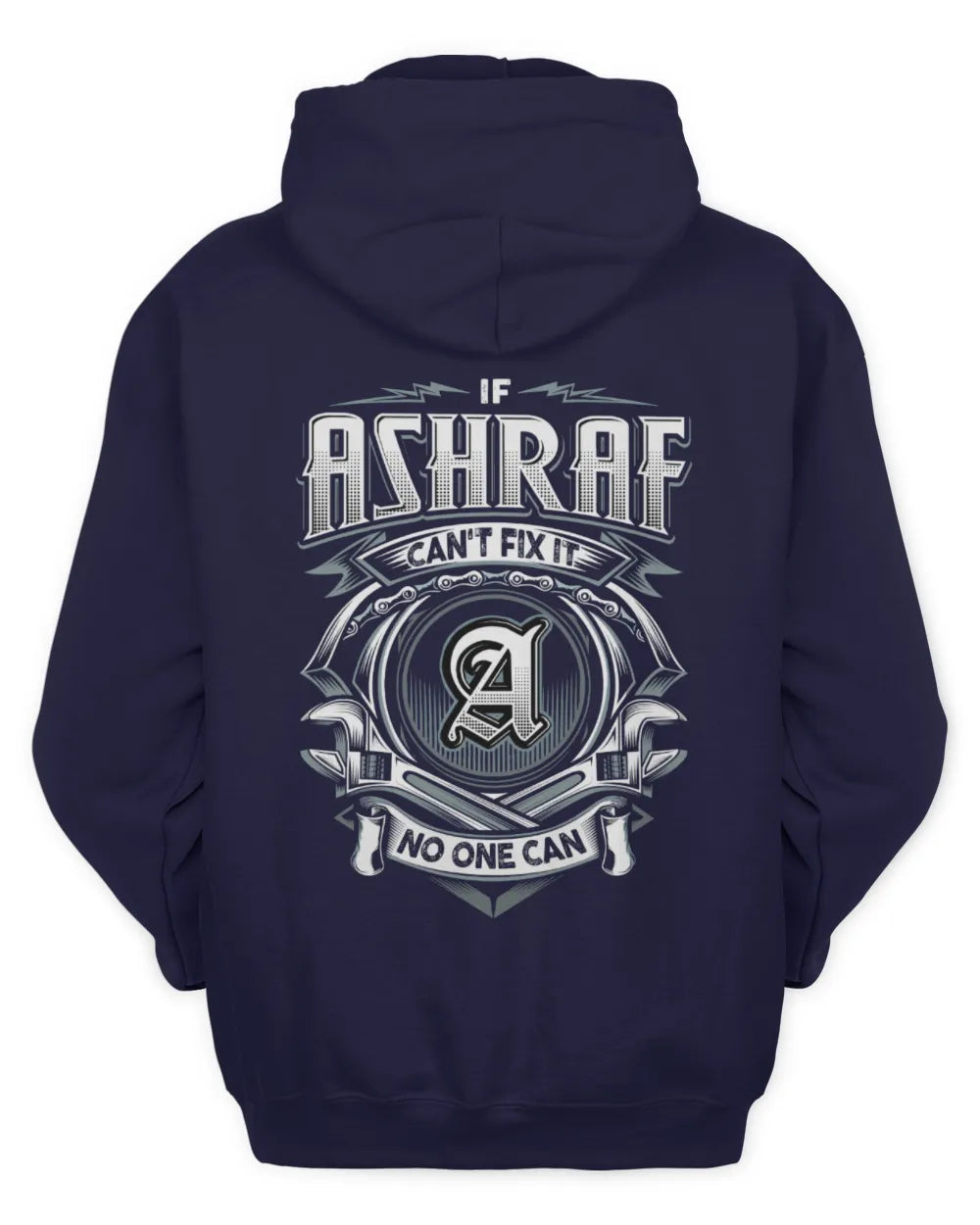 ASHRAF AP81-K4-626 - Personalized Ahmed Quote Apparel “If Ahmed Can't Fix It, No One Can” - Unisex Hoodie - Navy