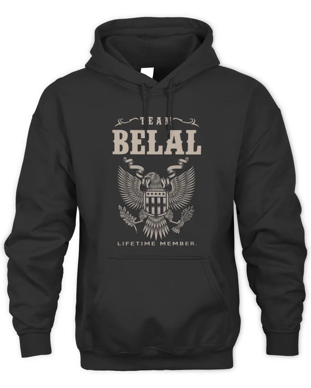 BELAL TP06-K82 – Personalized Classic Style Apparel “Team NAME Lifetime Member” - Unisex Hoodie - Black
