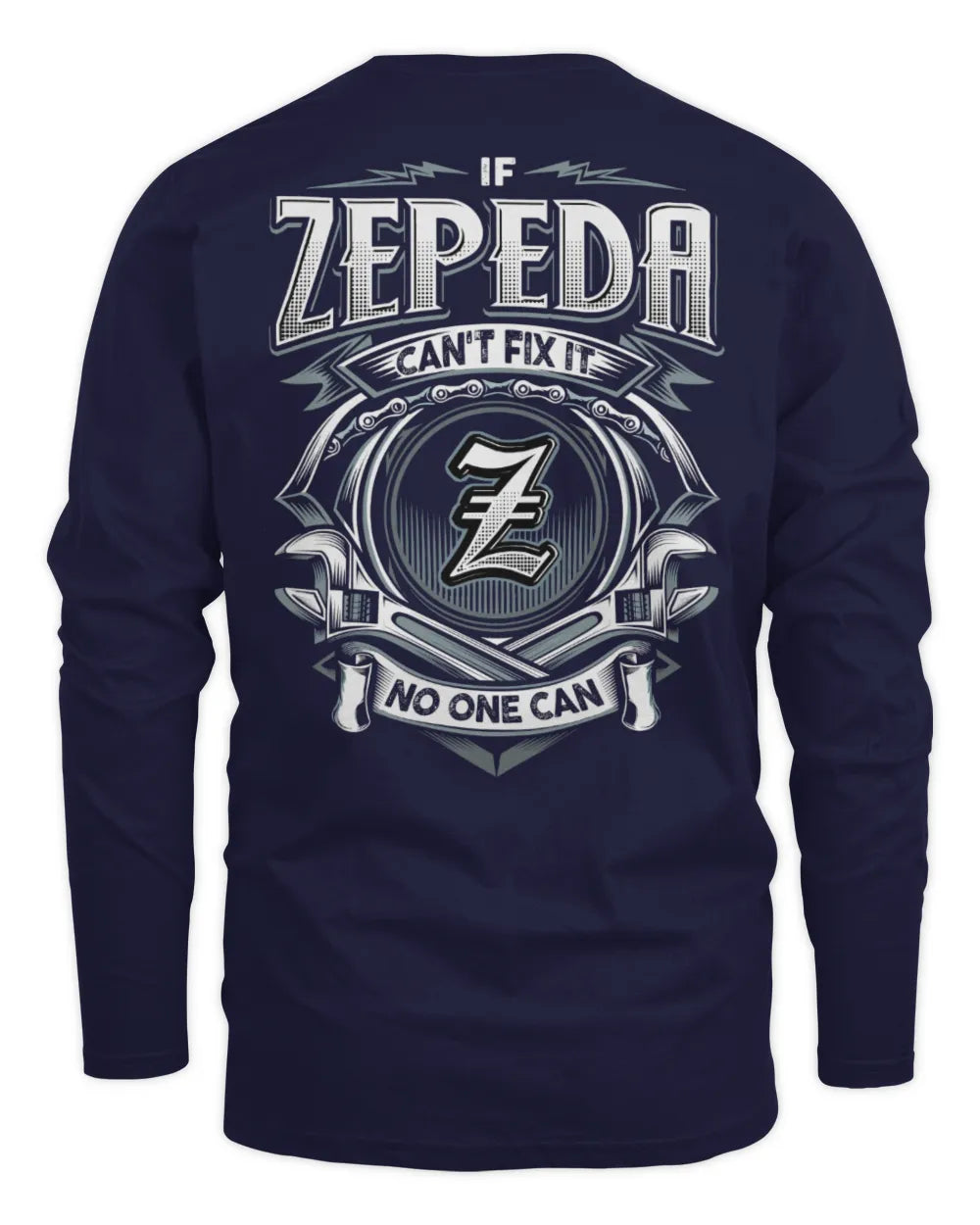 ZEPEDA AP81-K4-626 - Personalized Ahmed Quote Apparel “If Ahmed Can't Fix It, No One Can” - Men's Long Sleeved T-Shirt - Navy