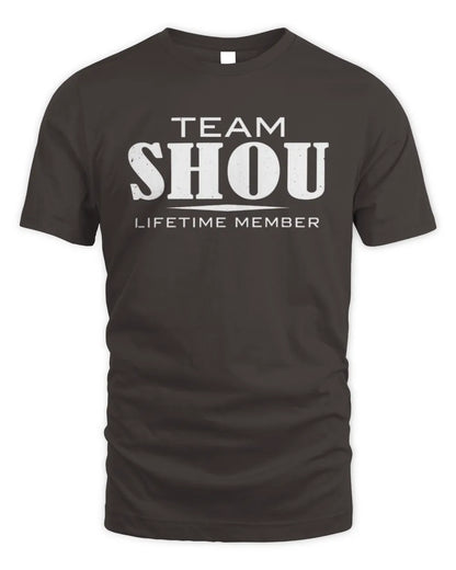 SHOU BL62-K4-128 - Personalized “Team NAME Lifetime Member” - Unisex Standard T-Shirt - Dark Chocolate