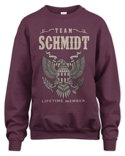 SCHMIDT TP06-K82 – Personalized Classic Style Apparel “Team NAME Lifetime Member” - Unisex Sweatshirt - Maroon
