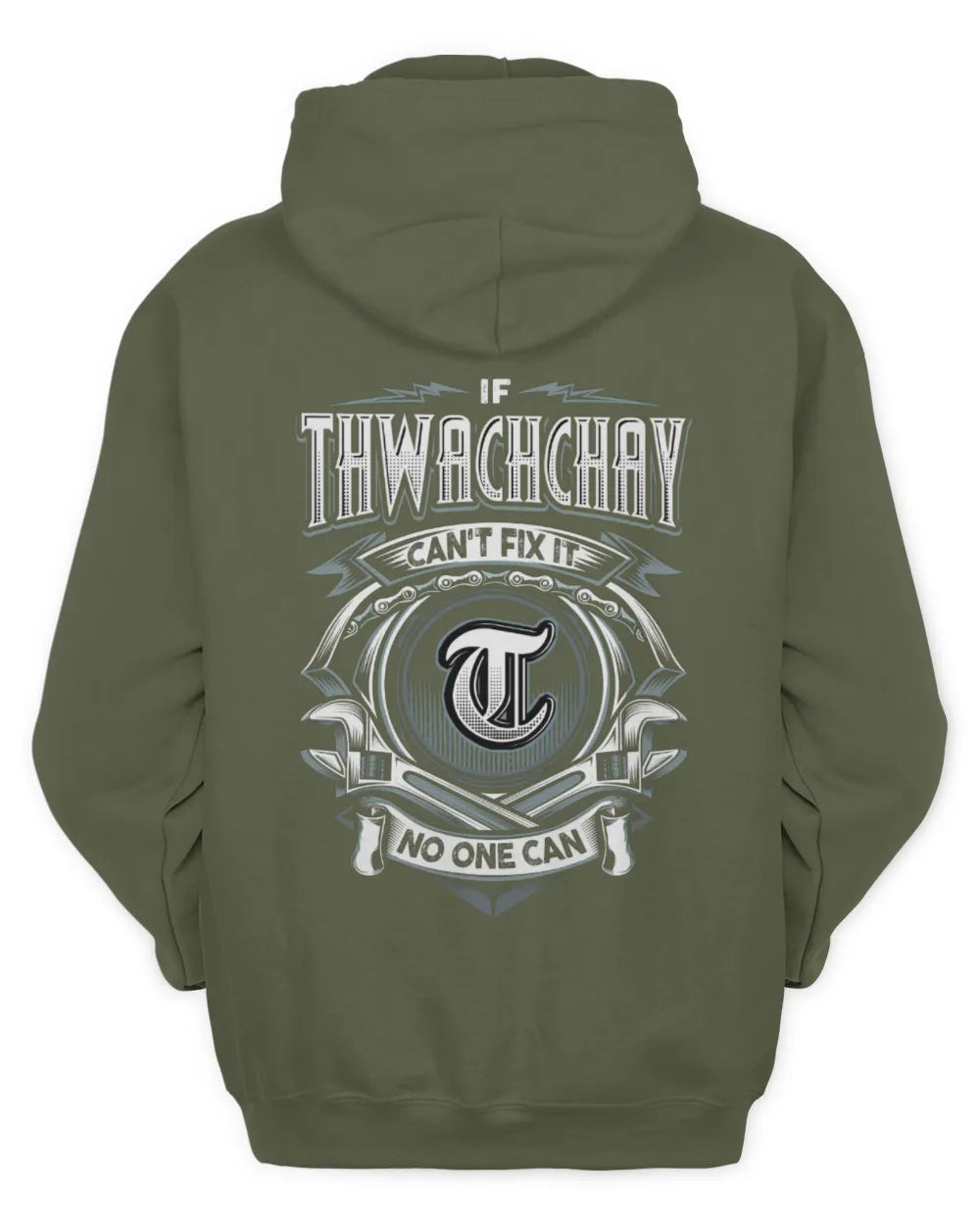 THWACHCHAY AP81-K4-626 - Personalized Ahmed Quote Apparel “If Ahmed Can't Fix It, No One Can” - Unisex Hoodie - Military Green