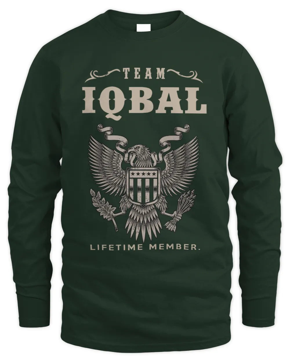 IQBAL TP06-K82 – Personalized Classic Style Apparel “Team NAME Lifetime Member” - Men's Long Sleeved T-Shirt - Forest Green
