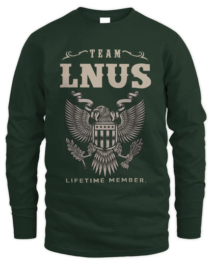 LNUS TP06-K82 – Personalized Classic Style Apparel “Team NAME Lifetime Member” - Men's Long Sleeved T-Shirt - Forest Green