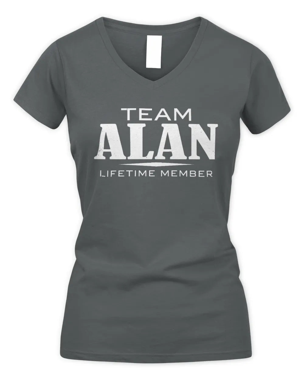 ALAN BL62-K4-128 - Personalized “Team NAME Lifetime Member” - Women's V-Neck T-Shirt - Charcoal