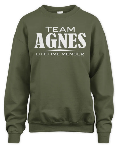 AGNES BL62-K4-128 - Personalized “Team NAME Lifetime Member” - Unisex Sweatshirt - Military Green
