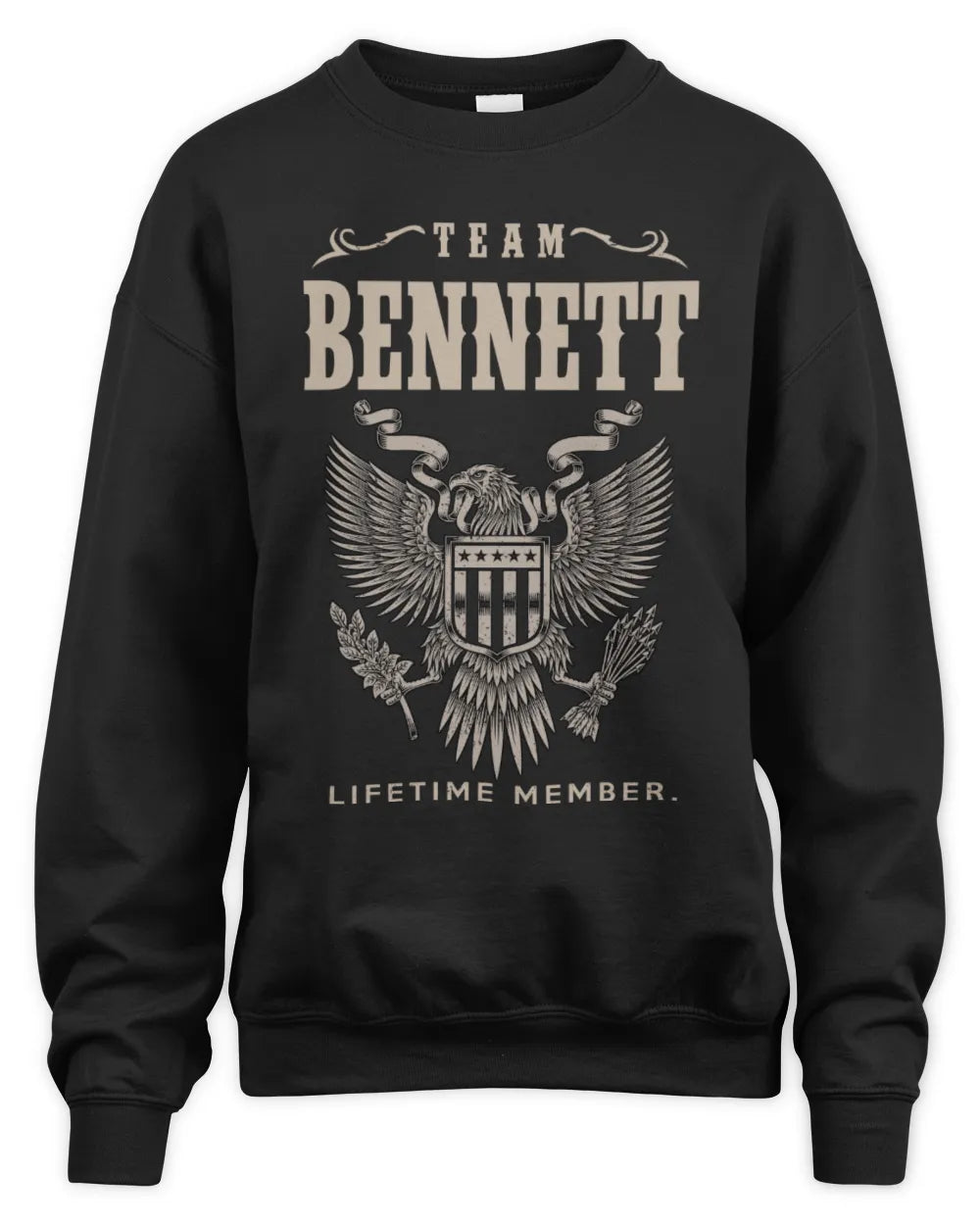 BENNETT TP06-K82 – Personalized Classic Style Apparel “Team NAME Lifetime Member” - Unisex Sweatshirt - Black