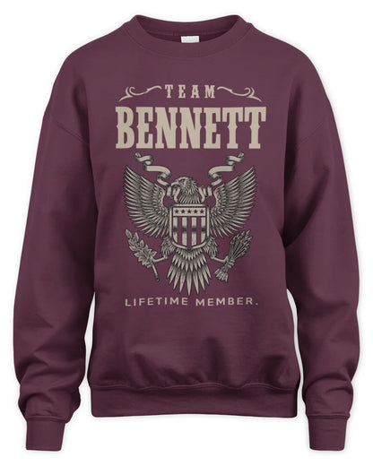 BENNETT TP06-K82 – Personalized Classic Style Apparel “Team NAME Lifetime Member” - Unisex Sweatshirt - Maroon