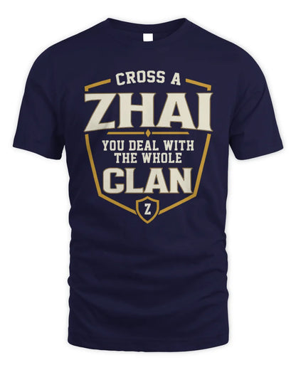 ZHAI NT1-K008 Cross A/An NAME, You Deal With the Whole Clan | Personalized Vintage T-Shirt - Unisex Standard T-Shirt - Navy