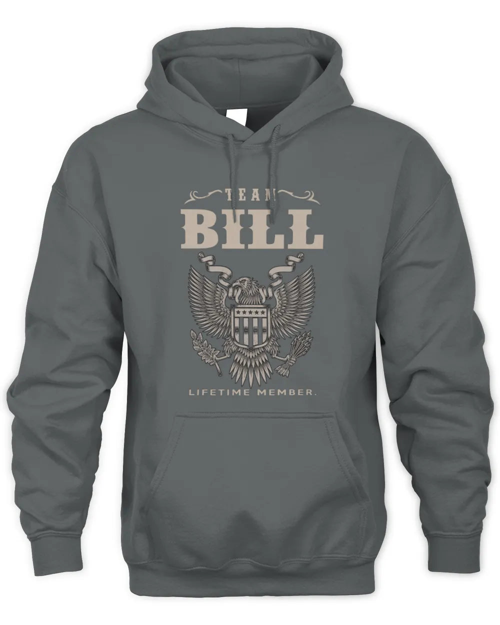 BILL TP06-K82 – Personalized Classic Style Apparel “Team NAME Lifetime Member” - Unisex Hoodie - Charcoal