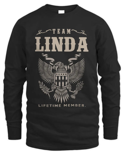 LINDA TP06-K82 – Personalized Classic Style Apparel “Team NAME Lifetime Member” - Men's Long Sleeved T-Shirt - Black