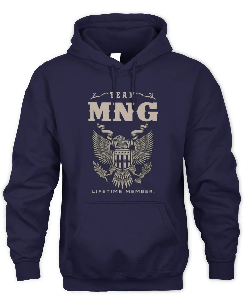 MNG TP06-K82 – Personalized Classic Style Apparel “Team NAME Lifetime Member” - Unisex Hoodie - Navy