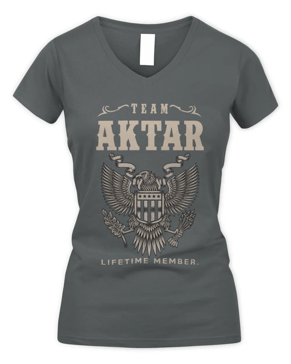 AKTAR TP06-K82 – Personalized Classic Style Apparel “Team NAME Lifetime Member” - Women's V-Neck T-Shirt - Charcoal