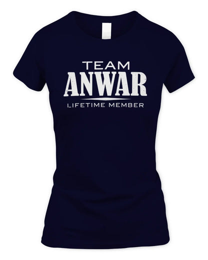 ANWAR BL62-K4-128 - Personalized “Team NAME Lifetime Member” - Women's Standard T-Shirt - Navy