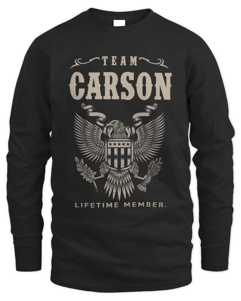 CARSON TP06-K82 – Personalized Classic Style Apparel “Team NAME Lifetime Member” - Men's Long Sleeved T-Shirt - Black