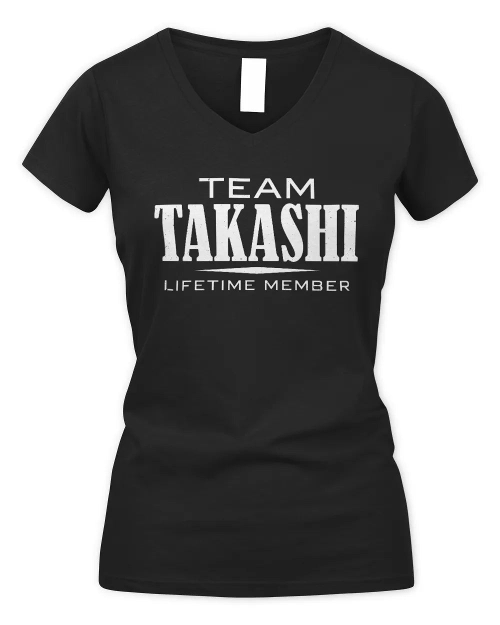 TAKASHI BL62-K4-128 - Personalized “Team NAME Lifetime Member” - Women's V-Neck T-Shirt - Black
