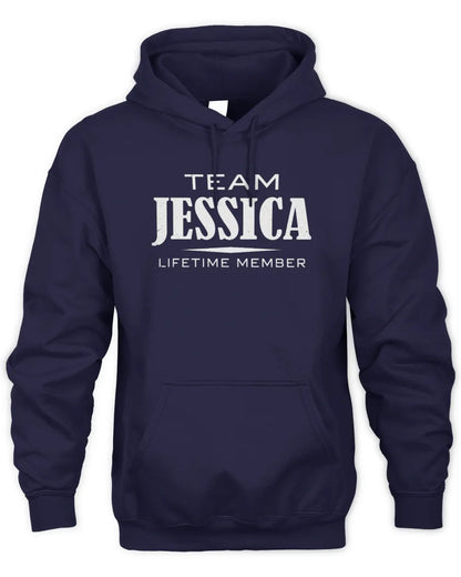 JESSICA BL62-K4-128 - Personalized “Team NAME Lifetime Member” - Unisex Hoodie - Navy