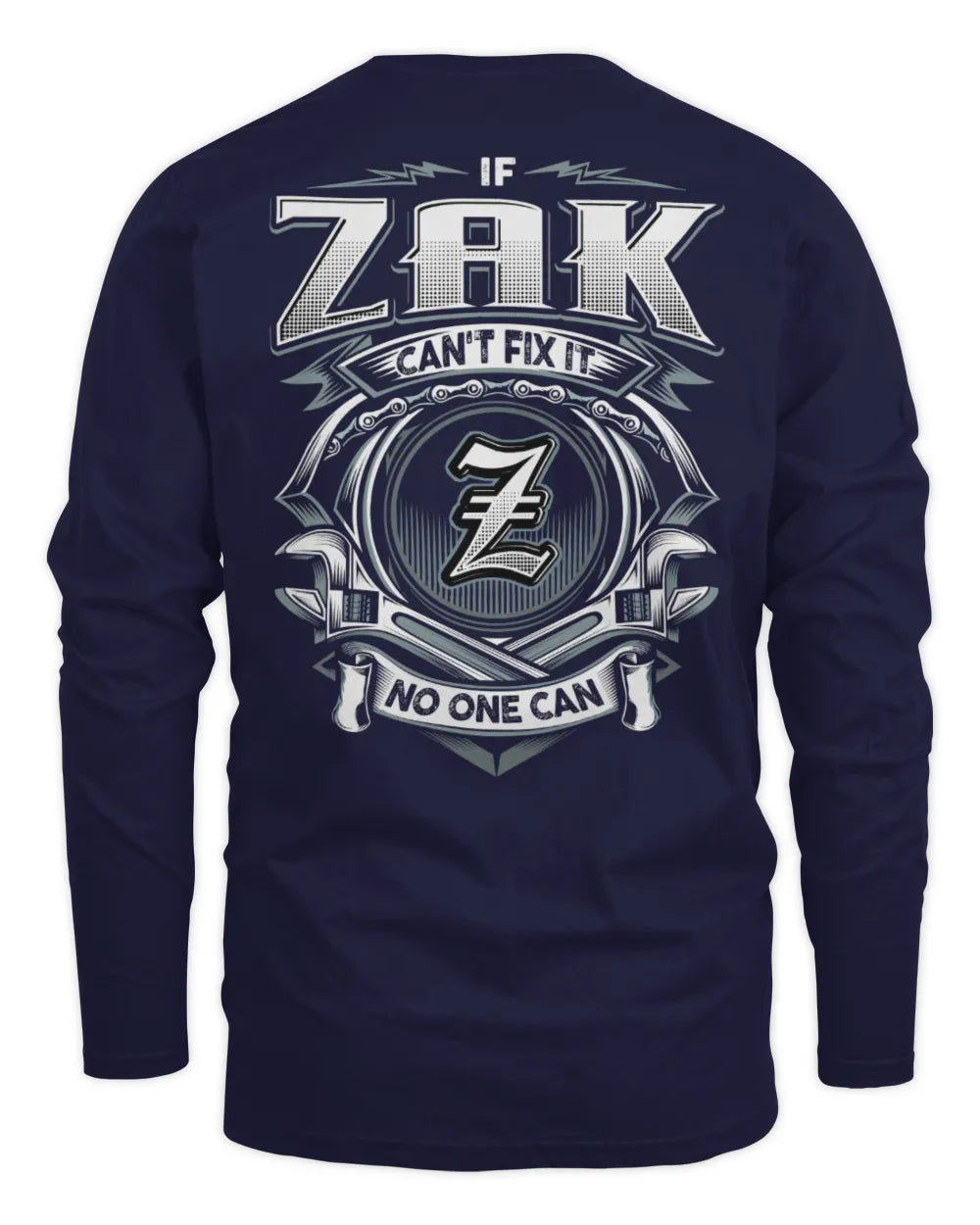 ZAK AP81-K4-626 - Personalized Ahmed Quote Apparel “If Ahmed Can't Fix It, No One Can” - Men's Long Sleeved T-Shirt - Navy
