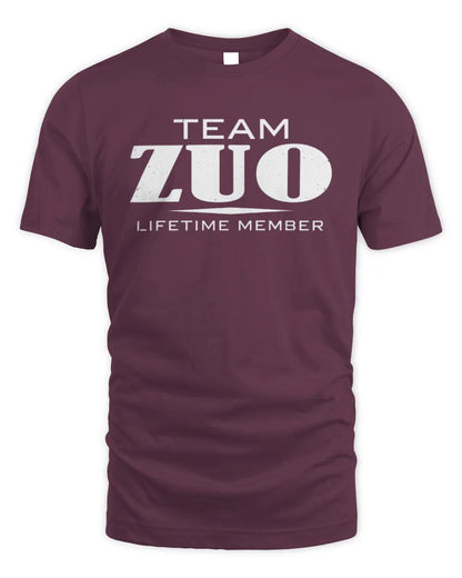 ZUO BL62-K4-128 - Personalized “Team NAME Lifetime Member” - Unisex Standard T-Shirt - Maroon