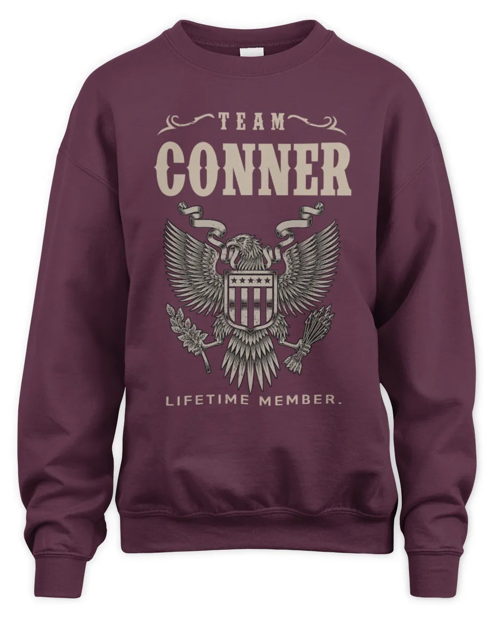 CONNER TP06-K82 – Personalized Classic Style Apparel “Team NAME Lifetime Member” - Unisex Sweatshirt - Maroon