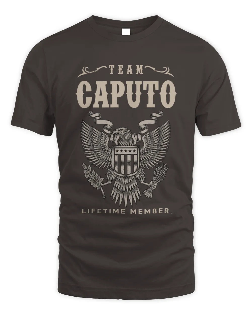 CAPUTO TP06-K82 – Personalized Classic Style Apparel “Team NAME Lifetime Member” - Unisex Standard T-Shirt - Dark Chocolate