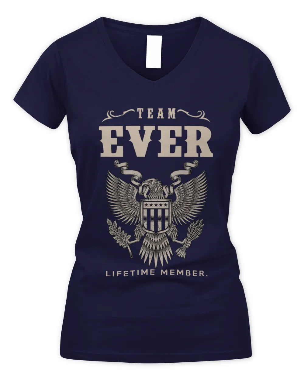 EVER TP06-K82 – Personalized Classic Style Apparel “Team NAME Lifetime Member” - Women's V-Neck T-Shirt - Navy