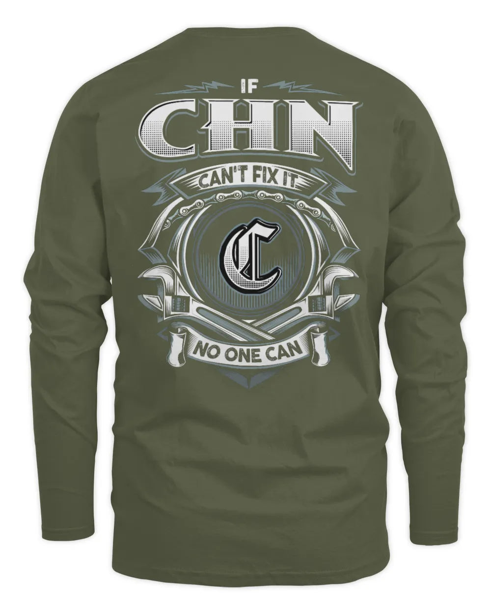CHN AP81-K4-626 - Personalized Ahmed Quote Apparel “If Ahmed Can't Fix It, No One Can” - Men's Long Sleeved T-Shirt - Military Green