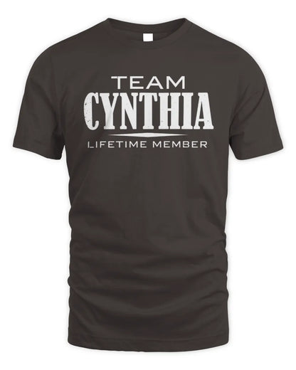 CYNTHIA BL62-K4-128 - Personalized “Team NAME Lifetime Member” - Unisex Standard T-Shirt - Dark Chocolate