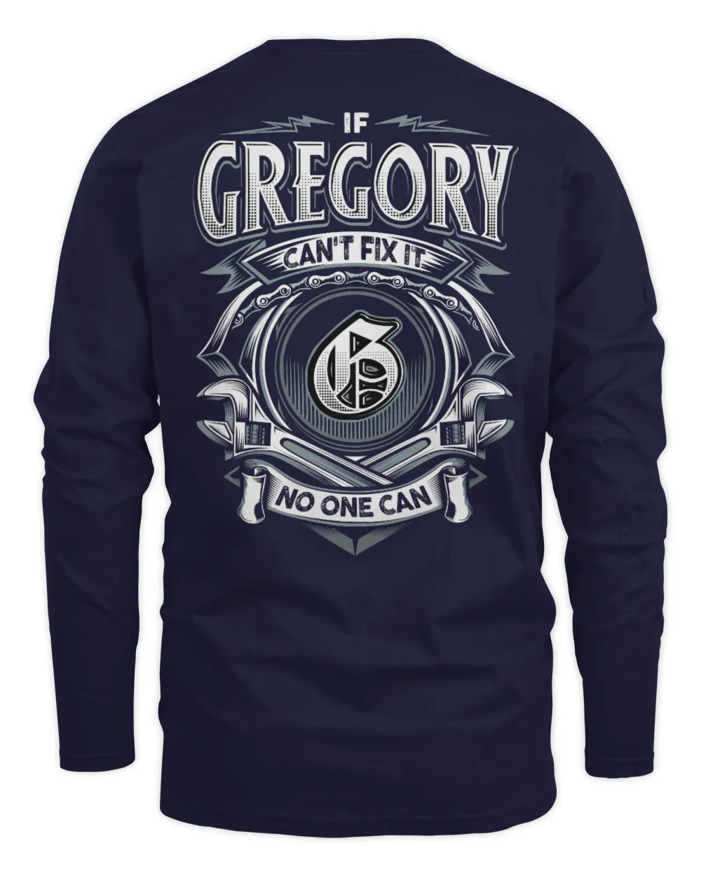 GREGORY AP81-K4-626 - Personalized Ahmed Quote Apparel “If Ahmed Can't Fix It, No One Can” - Men's Long Sleeved T-Shirt - Navy