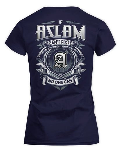 ASLAM AP81-K4-626 - Personalized Ahmed Quote Apparel “If Ahmed Can't Fix It, No One Can” - Women's Standard T-Shirt - Navy