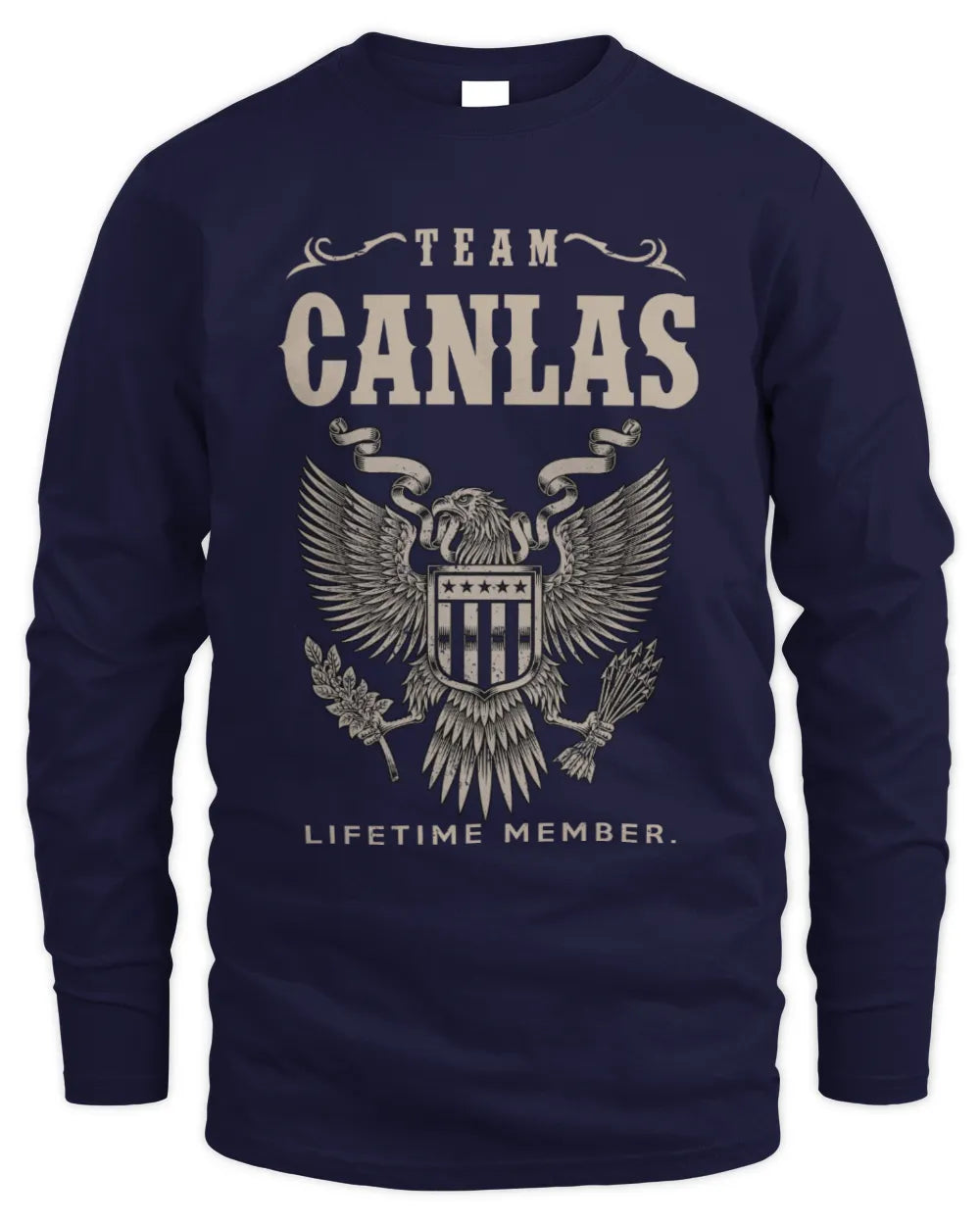 CANLAS TP06-K82 – Personalized Classic Style Apparel “Team NAME Lifetime Member” - Men's Long Sleeved T-Shirt - Navy