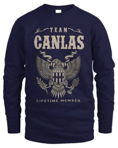 CANLAS TP06-K82 – Personalized Classic Style Apparel “Team NAME Lifetime Member” - Men's Long Sleeved T-Shirt - Navy