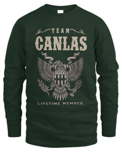 CANLAS TP06-K82 – Personalized Classic Style Apparel “Team NAME Lifetime Member” - Men's Long Sleeved T-Shirt - Forest Green