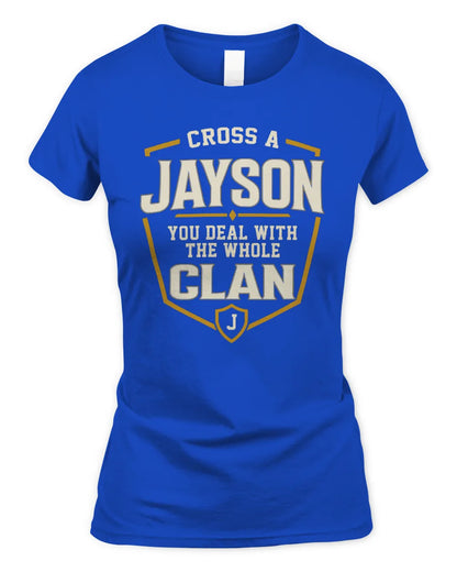 JAYSON NT1-K008 Cross A/An NAME, You Deal With the Whole Clan | Personalized Vintage T-Shirt - Women's Standard T-Shirt - Royal