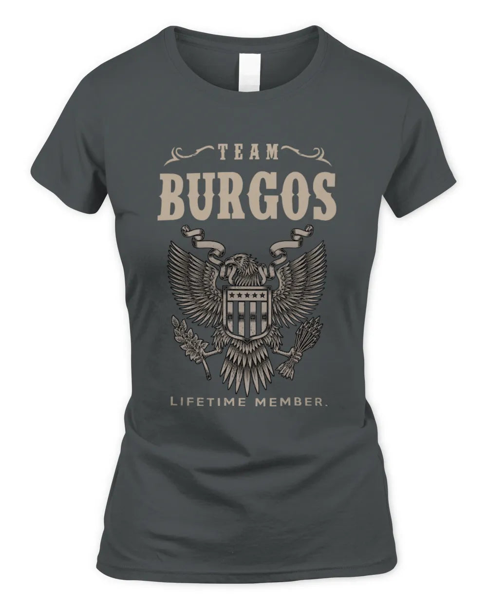 BURGOS TP06-K82 – Personalized Classic Style Apparel “Team NAME Lifetime Member” - Women's Standard T-Shirt - Charcoal