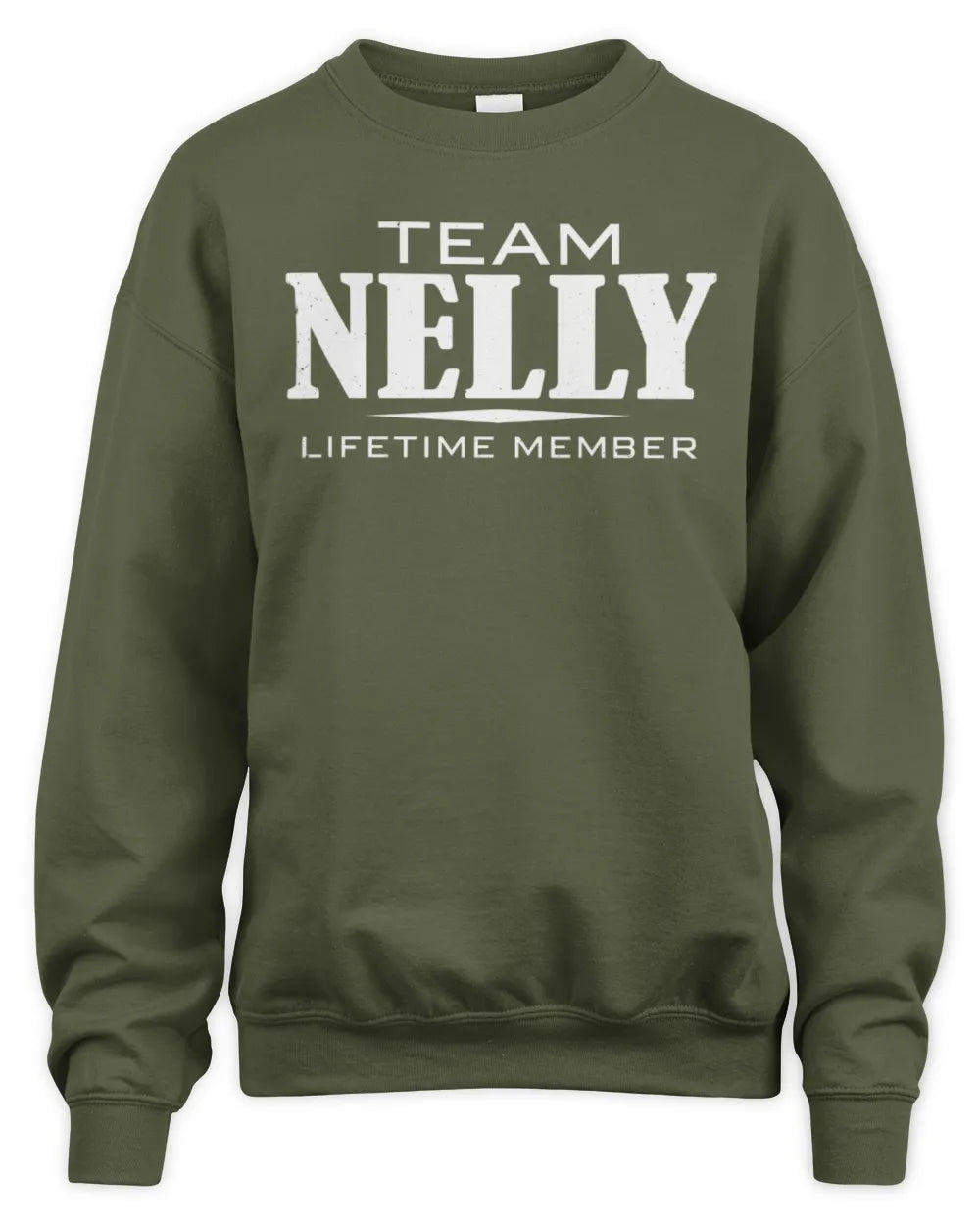 NELLY BL62-K4-128 - Personalized “Team NAME Lifetime Member” - Unisex Sweatshirt - Military Green
