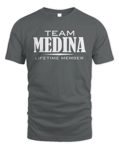 MEDINA BL62-K4-128 - Personalized “Team NAME Lifetime Member” - Unisex Standard T-Shirt - Charcoal