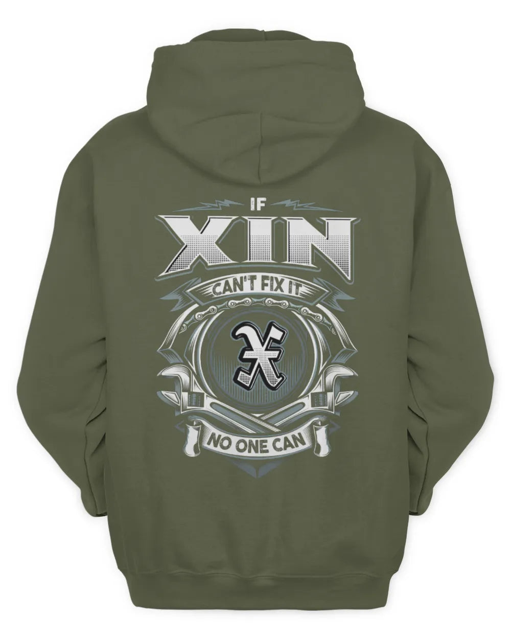 XIN AP81-K4-626 - Personalized Ahmed Quote Apparel “If Ahmed Can't Fix It, No One Can” - Unisex Hoodie - Military Green
