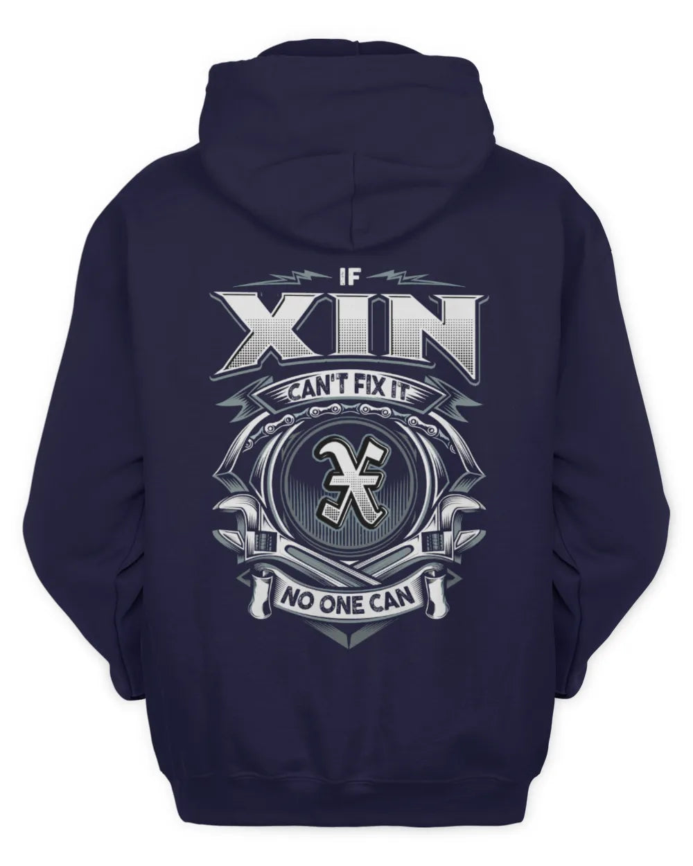 XIN AP81-K4-626 - Personalized Ahmed Quote Apparel “If Ahmed Can't Fix It, No One Can” - Unisex Hoodie - Navy