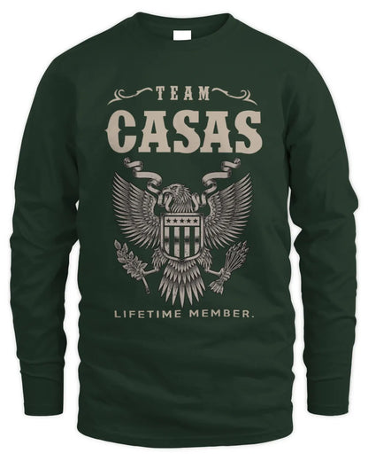CASAS TP06-K82 – Personalized Classic Style Apparel “Team NAME Lifetime Member” - Men's Long Sleeved T-Shirt - Forest Green
