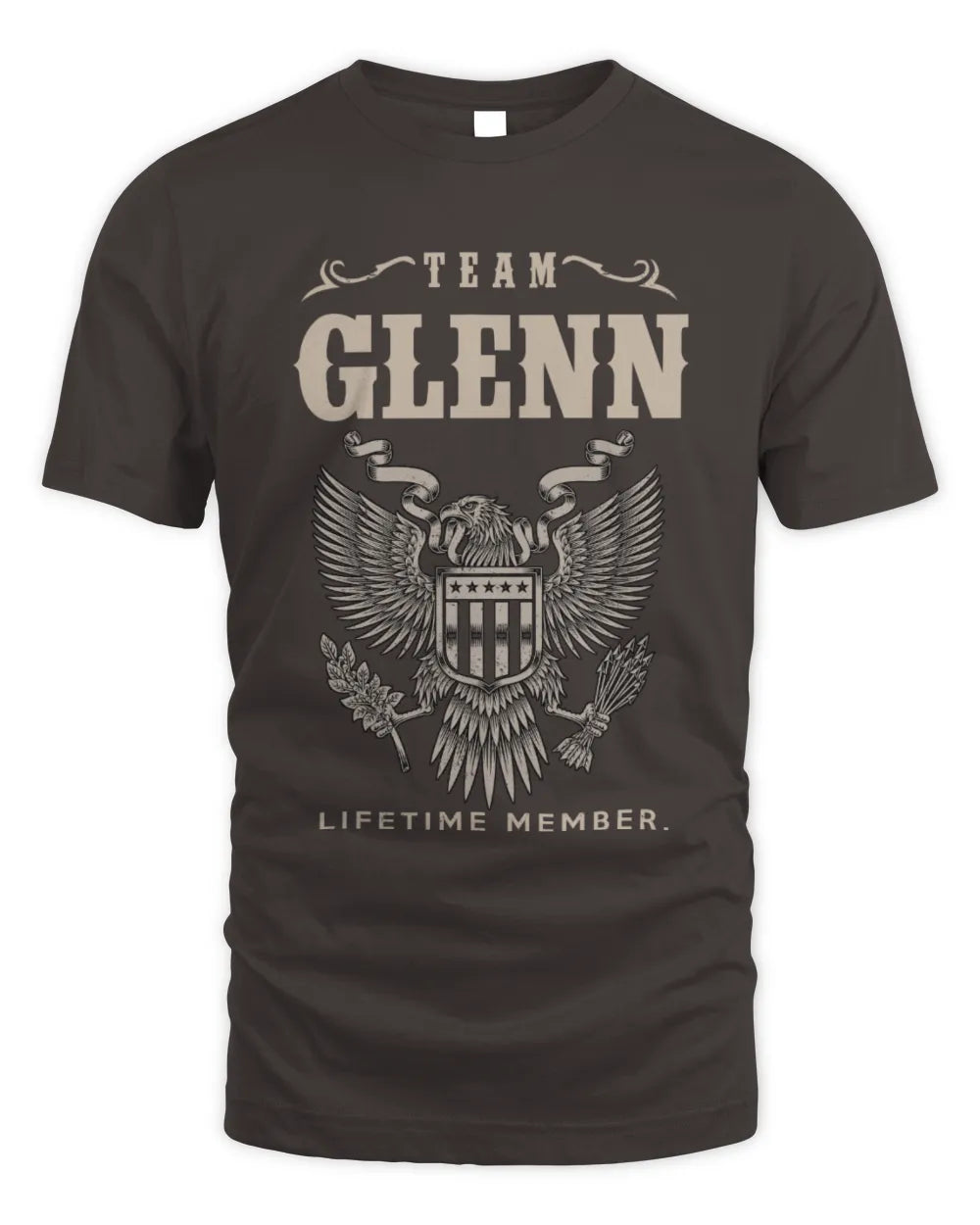 GLENN TP06-K82 – Personalized Classic Style Apparel “Team NAME Lifetime Member” - Unisex Standard T-Shirt - Dark Chocolate