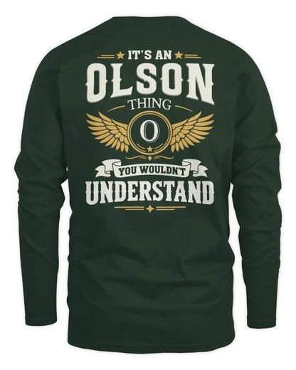 OLSON KT06-M008 It’s a [NAME] Thing – You Wouldn’t Understand | Personalized Vintage T-Shirt - Men's Long Sleeved T-Shirt - Forest Green