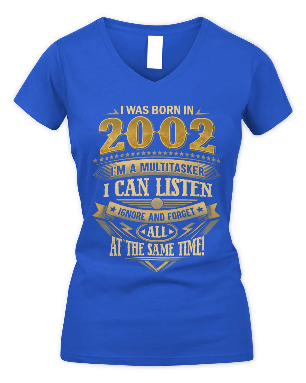 2002 HH89-K2 – Funny Birth Year Multitasker Quote T-Shirt - Women's V-Neck T-Shirt - Royal