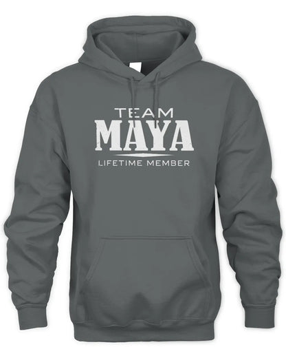 MAYA BL62-K4-128 - Personalized “Team NAME Lifetime Member” - Unisex Hoodie - Charcoal