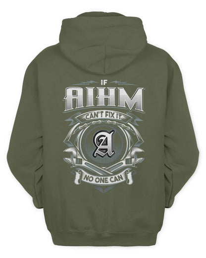 AIHM AP81-K4-626 - Personalized Ahmed Quote Apparel “If Ahmed Can't Fix It, No One Can” - Unisex Hoodie - Military Green