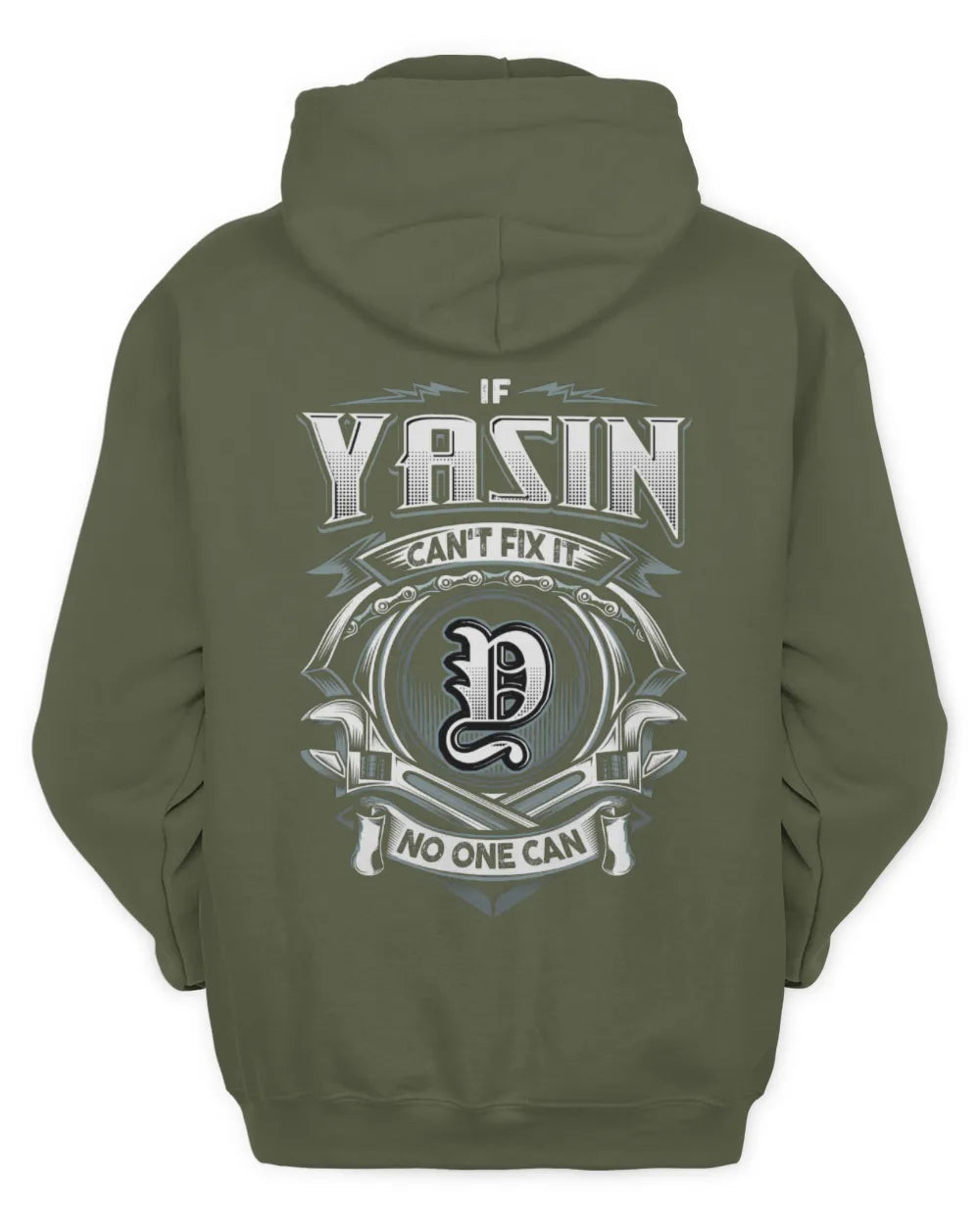YASIN AP81-K4-626 - Personalized Ahmed Quote Apparel “If Ahmed Can't Fix It, No One Can” - Unisex Hoodie - Military Green