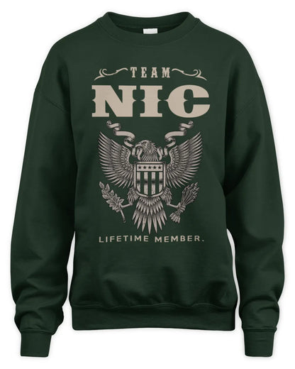 NIC TP06-K82 – Personalized Classic Style Apparel “Team NAME Lifetime Member” - Unisex Sweatshirt - Forest Green