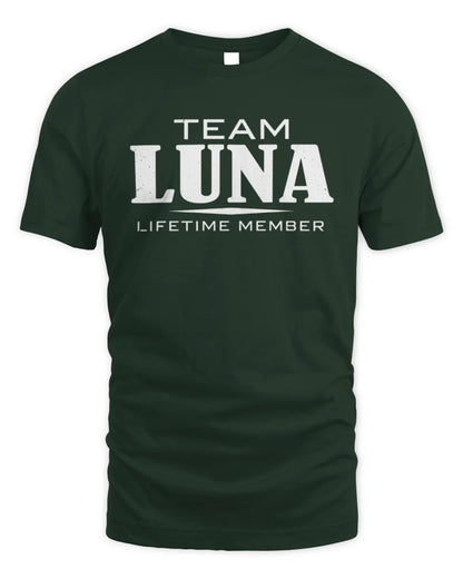 LUNA BL62-K4-128 - Personalized “Team NAME Lifetime Member” - Unisex Standard T-Shirt - Forest Green